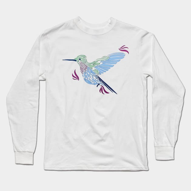 Humming Bird Long Sleeve T-Shirt by wildmagnolia